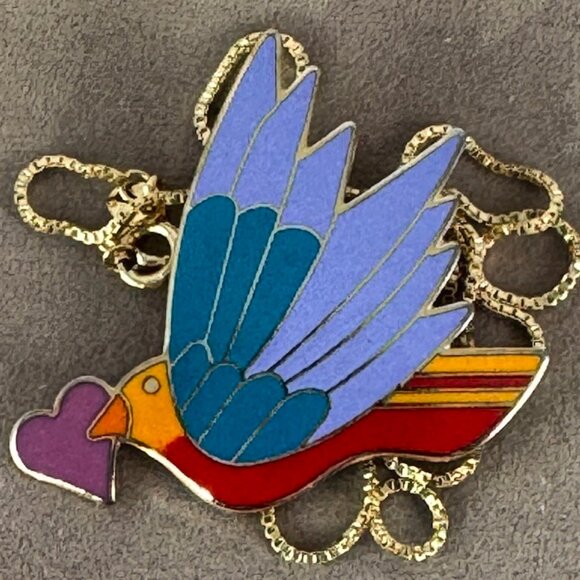 Vintage Rare LAUREL BURCH Celeste Birds Pendant and Brooch - Picture 4 of 6